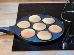 MONOO Pancake Pan / Baghrir - 7 Marble Cup Revêtement Anti-adhésif - Ø 26,5 Cm - Pancake Pan - Crêpière