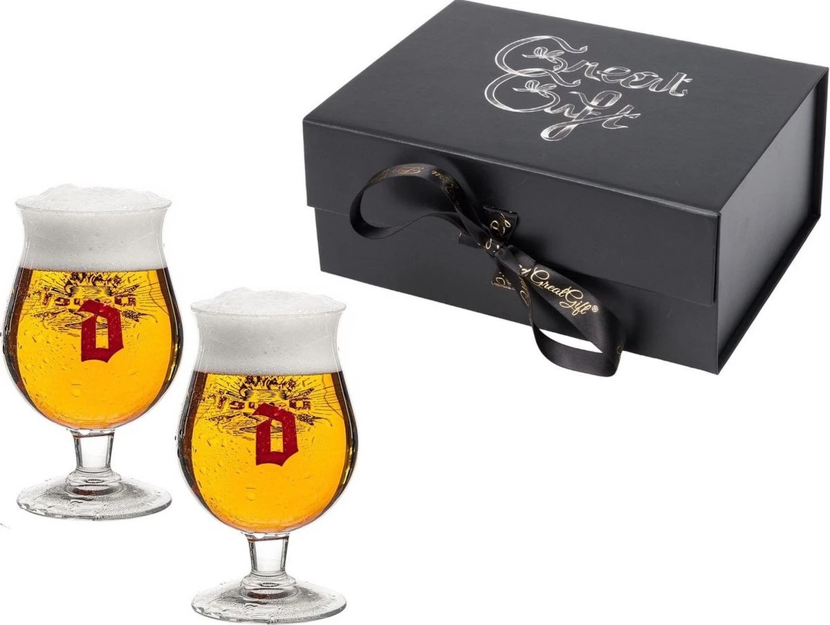 GreatGift® - Verres Duvel Dans Une Boîte Magnétique De Luxe - Paquet Cadeau Pour Lui - Verre à Bière - 2x Verre à Bière Duvel Original 1 GreatGift® - Verres Duvel Dans Une Boîte Magnétique De Luxe - Paquet Cadeau Pour Lui - Verre à Bière - 2x Verre à Bière Duvel Original