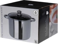 Marmite à Soupe En Acier Inoxydable De Luxe Oneiro Avec Couvercle - 9 Litres - ø24 X H 20 Cm - Cuisine - Salle à Manger - Cuisine - Poêle - Induction - Gaz - Casseroles - Poêles -Cuisine Fournitures Magasin 1200x910