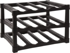 Excellent Houseware Casier à Vin/porte-bouteilles - Zwart - Plastique - 39 X 30 X 25 Cm Pour 12x Bouteilles