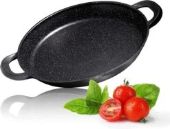 Poêle à Paella CUILINA - Revêtement Anti-adhésif Allemand GREBLON Revêtement Marbre - 36 Cm - Pour Induction Et Toutes Sources De Chaleur - Avec Poignées Amovibles En Silicone. -Cuisine Fournitures Magasin 1200x915 1