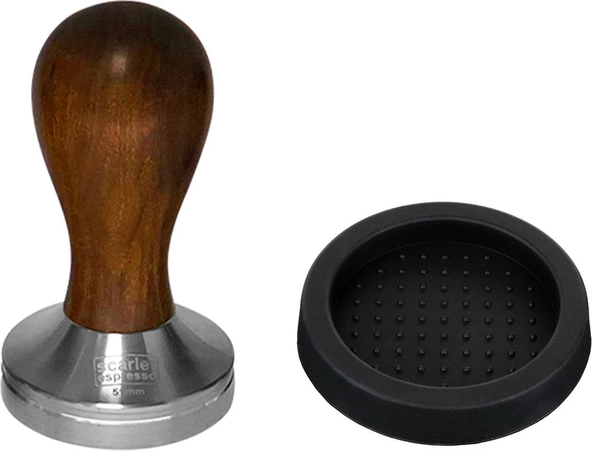 Expresso écarlate | Tamper "Classic" Pour Barista; Avec Poignée Ergonomique En Bois Précieux Et Base En Acier Inoxydable De Précision. Bois De Santal Brun Foncé + Planche De Tige 58 Mm 1 Expresso écarlate | Tamper "Classic" Pour Barista; Avec Poignée Ergonomique En Bois Précieux Et Base En Acier Inoxydable De Précision. Bois De Santal Brun Foncé + Planche De Tige 58 Mm