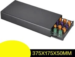 TDR - Porte-capsule Avec Tiroir - Convient Pour Nespresso - Porte-tasses à Café Expresso - 40 Capsules - Acier Inoxydable - Zwart -Cuisine Fournitures Magasin 1200x916 2