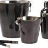 Excellent Houseware Bar Set, Cocktail Set - 4 Pièces - Shaker à Cocktail, Refroidisseur à Vin, Seau à Glace, Pince à Glace - Zwart - Acier Inoxydable