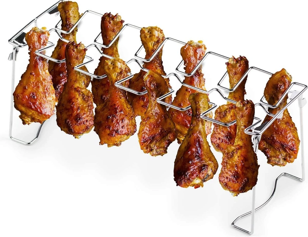Rosmarino Blacksmith Chicken Wing Rack - Accessoires De BBQ - Outils De Barbecue - Acier Inoxydable - Ailes De Poulet - Pilons - Hotwings 1 Rosmarino Blacksmith Chicken Wing Rack - Accessoires De BBQ - Outils De Barbecue - Acier Inoxydable - Ailes De Poulet - Pilons - Hotwings