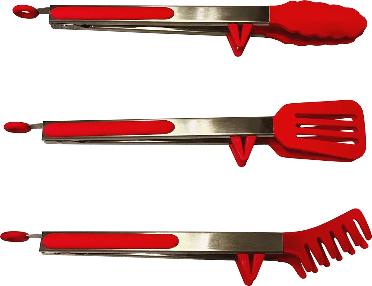 Vdrto - Pince à Viande - Pince De Service - Pince De Cuisine - Pince à Spaghetti - Pince à Pâtes - 30 CM - Inox & Siliconen - Rouge 1 Vdrto - Pince à Viande - Pince De Service - Pince De Cuisine - Pince à Spaghetti - Pince à Pâtes - 30 CM - Inox & Siliconen - Rouge