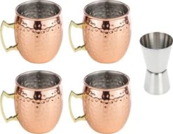 4x Tasses à Cocktail/verres à Cocktail Moscow Mule 500 Ml - Avec Gobelet Doseur En Acier Inoxydable / Taille De Barre 2-en-1 15/30 Ml