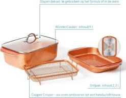 Livington Copperline WonderCooker - Ensemble De Cuisine 14 En 1 - Casserole, Poêle à Griller, Mijoteuse Et Plus - Ensemble De Cuisine Pour Tous Les Types De Cuisinières, Y Compris L'induction -Cuisine Fournitures Magasin 1200x931