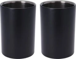 2x Pièces Refroidisseurs De Bouteilles De Vin / Refroidisseurs De Vin En Acier Inoxydable Noir D12 X H18 Cm