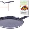 Green Kitchen Pancake Pan Revêtement Anti-adhésif - Crêpière à Induction - Pancake Maker PFOA - Low Edges - Induction / Gaz / Four / électrique -incl. E-Book -25,5Ø - Aluminium