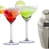 Alpina Set De 4x Verres à Cocktail Margarita Avec Shaker à Cocktail De Luxe En Acier Inoxydable - 250 Ml - Boire Des Cocktails - Cocktails