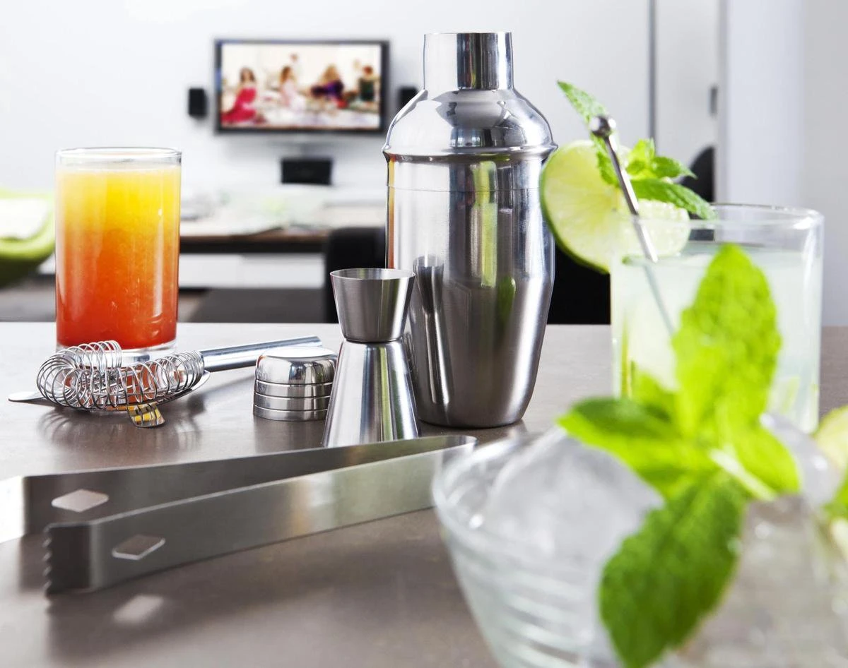 Ensemble De Shaker à Cocktail De Luxe En Acier Inoxydable Avec Shaker / Cuillère Et Pinces à Glace - Paquet Cadeau Pour Cocktail 2 Ensemble De Shaker à Cocktail De Luxe En Acier Inoxydable Avec Shaker / Cuillère Et Pinces à Glace - Paquet Cadeau Pour Cocktail – Image 2