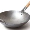 Craft Wok 14 Pouces Pow Wok Traditionnel En Acier Au Carbone Martelé à La Main Avec Poignée Auxiliaire En Bois Et En Acier (35,6 Cm De Diamètre, Fond Rond) / 731W88