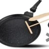 Poêle à Crêpes DIVORY Induction 28 Cm, Poêle à Crêpes Avec Diviseur De Pâte Et Pelle En Bois, Revêtement Induction