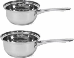 Set De 2x Casseroles / Casseroles En Inox London 16 Et 14 Cm - Casseroles De Cuisson 2 Litres Et 1,5 Litres