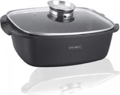 Royalty Line Cocotte - 6 Litres - Cocotte - 32 Cm - Cocotte Induction Pour Tous Feux - Sans Four - Avec Bouton Arôme Et Couvercle En Verres - Zwart