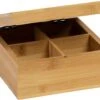 Boîte à Thé/boîte à Thé En Bois De Bamboe Marron 4 Compartiments 16 Cm - Boîtes/caisses à Sachets De Thé