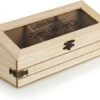 COM-FOUR® Boîte De Rangement Pour Sachets De Thé Rustique - Boîte à Thé De Style Campagnard Avec 3 Compartiments Et Fenêtre De Visualisation - Boîte à Thé - Stockage De Thé - Boîte à Sachets De Thé (3 Compartiments)