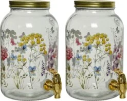 Distributeur De Boissons Decoris / Robinet De Limonade Avec Robinet - 2x - Verre - 4L