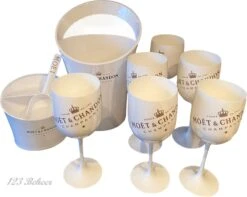 Coffret Champagne Moët & Chandon - Seau à Bouteille - 6 Verres - Seau à Glace - 2x Boules à Glace