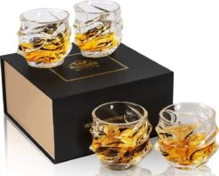Ensemble De Glas à Whisky Set, Verres à Whisky En Cristal Sans Plomb Pour Cognac, Martini, Cocktails, Whisky, Scotch, Vodka, 320 Ml, 4 Pièces