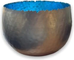 Échelle | Bronze | Turquoise | Bleu | Bell Arte | Photophore | 20cm | Échelle Déco | Photophore | Bougeoir | Moderne | Bol De Lumière Du Vent Frappant | Bol Pour Bougie Chauffe-plat