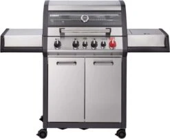 Barbecue à Gaz Enders Monroe Pro 4 SIK Turbo - Backburner- 153.5×58×118.5 Cm - 41 KG - Brûleur Infrarouge - Gaz - Barbecue