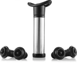 Pompe à Vide DG Design Vin - Économiseur De Vin - Stocker Le Vin - Comprend 4 Bouchons - Bouchon De Vin - Bouchon De Bouteille - Bouchon De Bouteille De Vin - Bouchon De Bouteille - Ne Fuit Pas - Acier Inoxydable