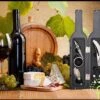 Ensemble D'accessoires Pour Le Vin De Luxe Lilaled Pour Les Gourmets Dans Un Emballage Cadeau De Luxe . Avec Couteau De Serveur, Coupe-papier, Bouchon De Luxe , Entonnoir Verseur, Anneau De Bouteille (récupérateur De Gouttes De Vin),
