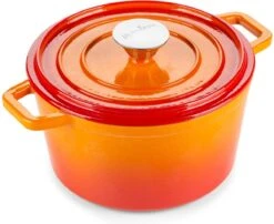 Rosmarino - Poêle En Fonte - Oranje - Ø20cm - 1,8 Litre - Poêle à Frire - 100% Sans PFAS & PFOA - Émail - Convient à Toutes Les Sources De Chaleur