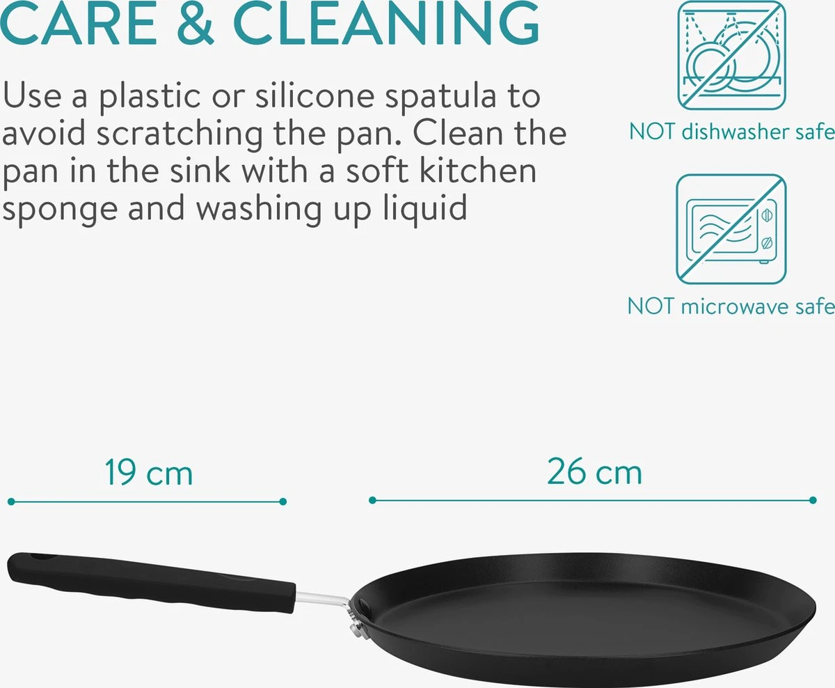 Poêle à Crêpes Navaris Antiadhésive 26 Cm - Pan Pour Crêpes, Omelettes Et Tortillas - Pour Toutes Les Surfaces De Cuisson - Revêtement Antiadhésif Non Collant 8 Poêle à Crêpes Navaris Antiadhésive 26 Cm - Pan Pour Crêpes, Omelettes Et Tortillas - Pour Toutes Les Surfaces De Cuisson - Revêtement Antiadhésif Non Collant – Image 8