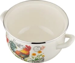 Grille De Coq Rétro Emalia Ensemble De Casseroles Vintage émaillées 8 Pièces 2,2L, 3,0L, 4,2L, 5,3L Crème / Rouge - Convient à Toutes Les Sources De Chaleur - Émail - Modèle Rétro -Cuisine Fournitures Magasin 1200x999