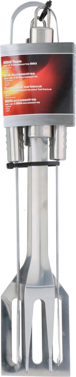 Bbq Collection Ensemble D'outils Pour Barbecue En Acier Inoxydable Argenté 3 Pièces