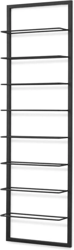 LIFA LIVING Porte Bouteille Mural Noir, Range Bouteille Vertical 8 Places, Casier à Vin En Métal Design Industriel, Rangement Bouteille De Vin 30 X 9.5 X 99,5 Cm