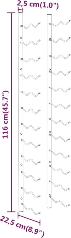 Range-bouteilles Casiers à Vin 2 Pièces Montage Mural Pour 24 Bouteilles Blanc Fer -Cuisine Fournitures Magasin 358x1200