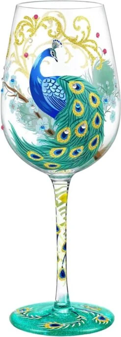 Nymphfable Peint à La Main Verre à Vin Coloré Paon Artisanat Peint Verres à Verres à Vin 15 Oz Cadeau Personnalisé Pour Meilleur Ami