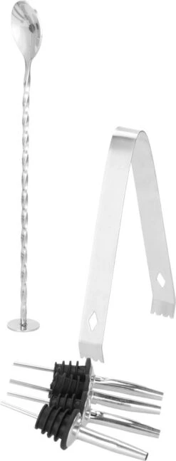 Ensemble De Cocktails Set | Set De 14 Shakers à Cocktail | Y Compris Boîte-cadeau | ACIER INOXYDABLE | Couleur Argent -Cuisine Fournitures Magasin 458x1200