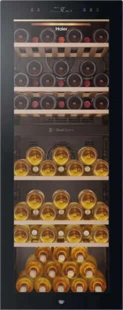 Haier Wine Bank 50 Serie 7 HWS77GDAU1 Refroidisseur De Vin Compresseur Autoportante Noir 77 Bouteille(s)