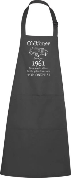 Tablier De Cuisine - Tablier BBQ - Oldtimer - Année 1961 - Gris Chic