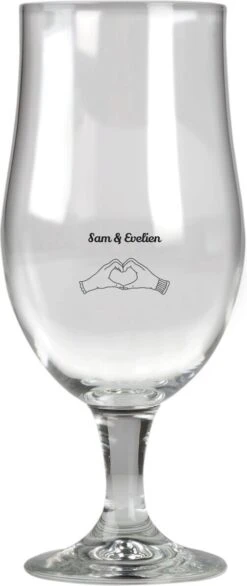 Verre à Bière Avec Naam Avec Deux Mains En Forme De Coeur - Verre à Bière Gravé - Verre à Bière Gravé - Verre à Bière Imprimé - Verre à Bière Design