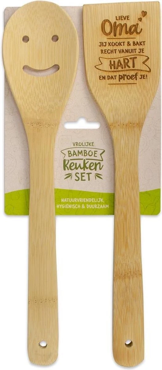 Set De Cuisine En Bambou Avec Texte Chère Grand-mère, Vous Cuisinez Directement De Votre Cœur 1 Set De Cuisine En Bambou Avec Texte Chère Grand-mère, Vous Cuisinez Directement De Votre Cœur