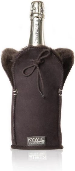 Seau à Champagne KYWIE En Peau De Mouton 100% Naturelle - Couleur: Suède Marron