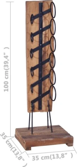 Prolenta Premium - Casier à Vin Pour 6 Bouteilles 35x35x100 Cm En Teck Massif - Maison Et Jardin -Cuisine Fournitures Magasin 554x1200