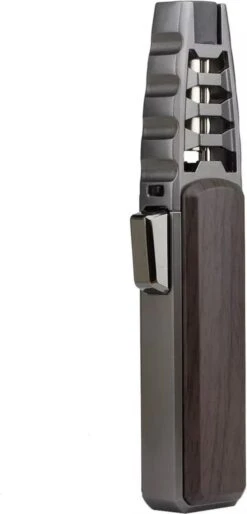 Briquet Super Turbo Jetflame - Brûleur à Gaz - Torch De Feu D'artifice - Brander à Crème Brûlée - BBQ Et Allume-cigare - Coupe-vent - Bois De Noyer Avec Boîtier En Métal Gris -Cuisine Fournitures Magasin 577x1200 2