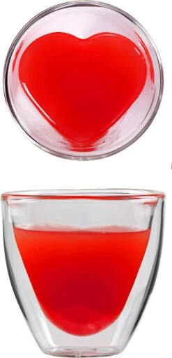 Celissimo By Feelino, 2 X 80 Ml, Forme De Cœur à Double Paroi, Verre à Expresso Et à Liqueur, Verres Thermo Nobles à Effet Flottant, Pour La Fête Des Mères, La Saint-Valentin -Cuisine Fournitures Magasin 579x1200 2