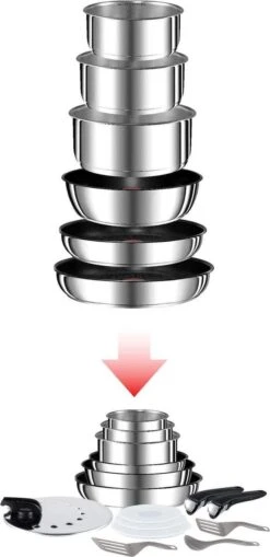 Ingenio Preference Set De Casseroles 15 Pièces L94096, Revêtement Antiadhésif, Acier Inoxydable -Cuisine Fournitures Magasin 582x1200