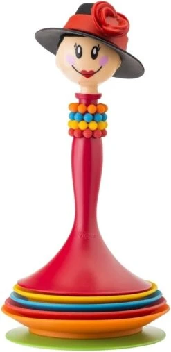 VIGAR Dolls Evelyn Wine Set 4 Marqueurs De Verre En Silicone Avec 4 Sous-verres, ABS, Rojo, Negro, Azul, Amarillo, Naranja, Centimètre -Cuisine Fournitures Magasin 585x1200