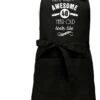 KARIBAN Ensemble Cadeau - Tablier Cadeau - Cadeau D'âge - Tablier Texte - Tablier De Cuisine - Tablier BBQ + Chapeau Toque - Noir - Imprimé Avec Awesome - Avec L'âge - 40