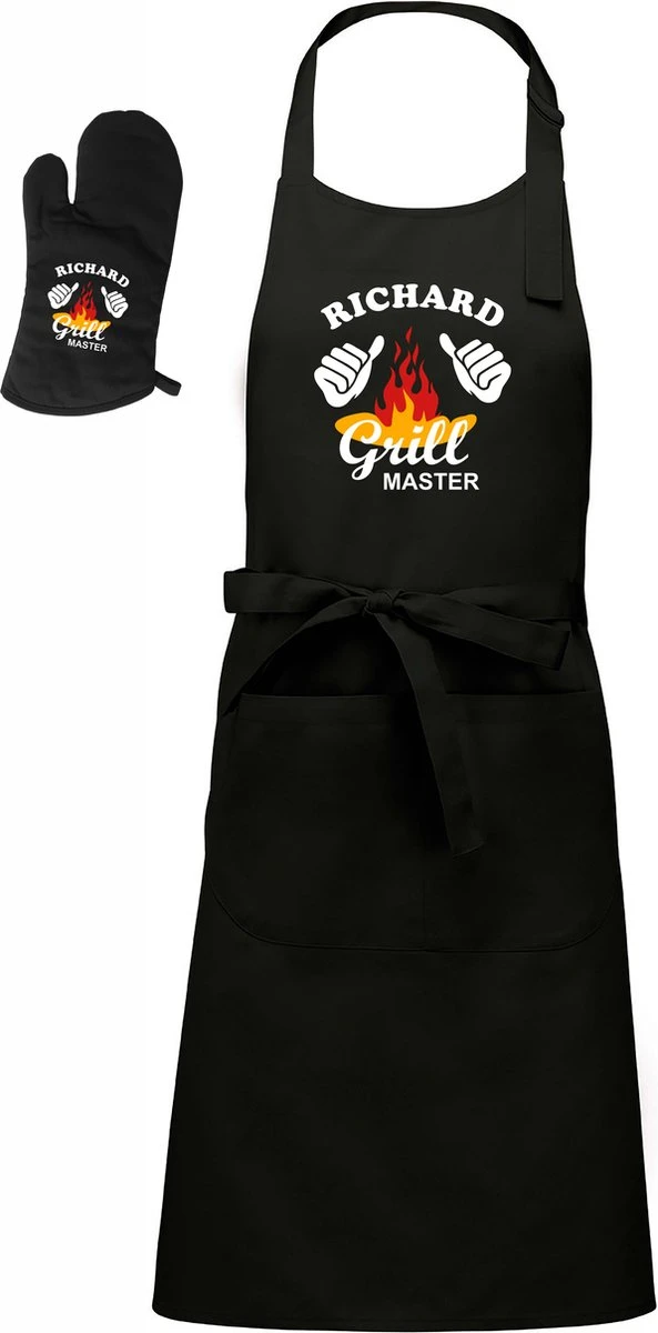 KARIBAN Mine Present - Tablier BBQ - Ce Gars Est Un Grill Master Avec Nom - Noir - XXL 98 X 70 Cm - Gant BBQ Gratuit 1 KARIBAN Mine Present - Tablier BBQ - Ce Gars Est Un Grill Master Avec Nom - Noir - XXL 98 X 70 Cm - Gant BBQ Gratuit