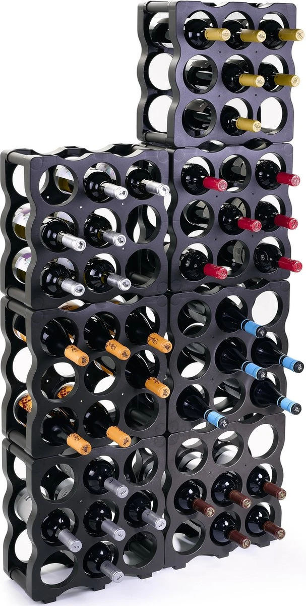 2x Pièces De Porte-bouteilles De Vin / Porte-bouteilles Empilables Pour 9x Bouteilles - Taille 60,5 X 24,5 X 12,5 Cm 2 2x Pièces De Porte-bouteilles De Vin / Porte-bouteilles Empilables Pour 9x Bouteilles - Taille 60,5 X 24,5 X 12,5 Cm – Image 2